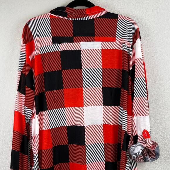 White Mark Red Black Bundle 2 Plaid Button Up Tunic Top Shirts Plus 3X NWT - Picture 16 of 16
